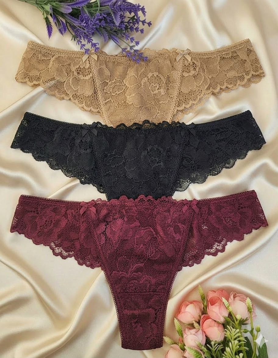 3 броя дантелени бразилиани до ХХЛ, микс, 407