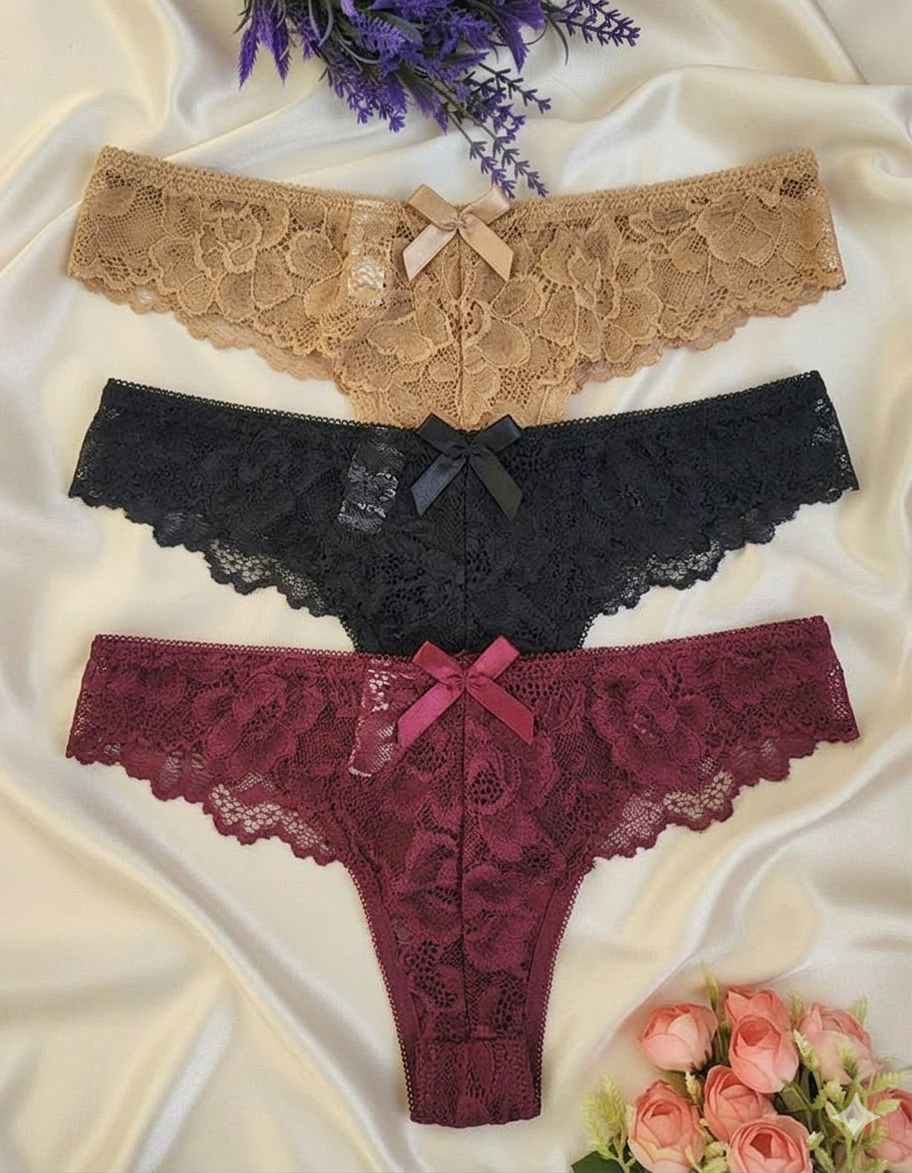 3 броя дантелени бразилиани до ХХЛ, микс, 407