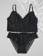 Комплект от дантелен бралет и бикина, черен, 504/253