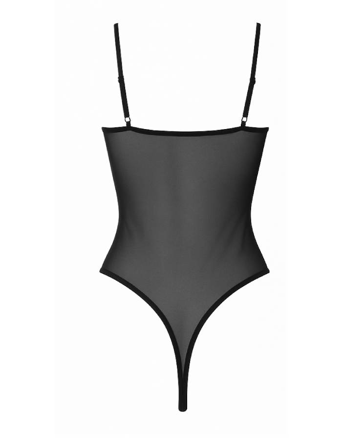 Боди с тънка презрамка от тюл, ПРАШКА, черен, 057