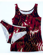 Памучен комплект от изчистен потник с бикина средна дълбочина окрайчена с дантелки, 046147