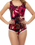 Памучен комплект от изчистен потник с бикина средна дълбочина окрайчена с дантелки, 046147